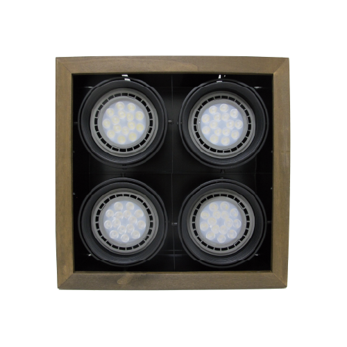 Plafón AR111 4 luces cuadrado gu10 madera clara